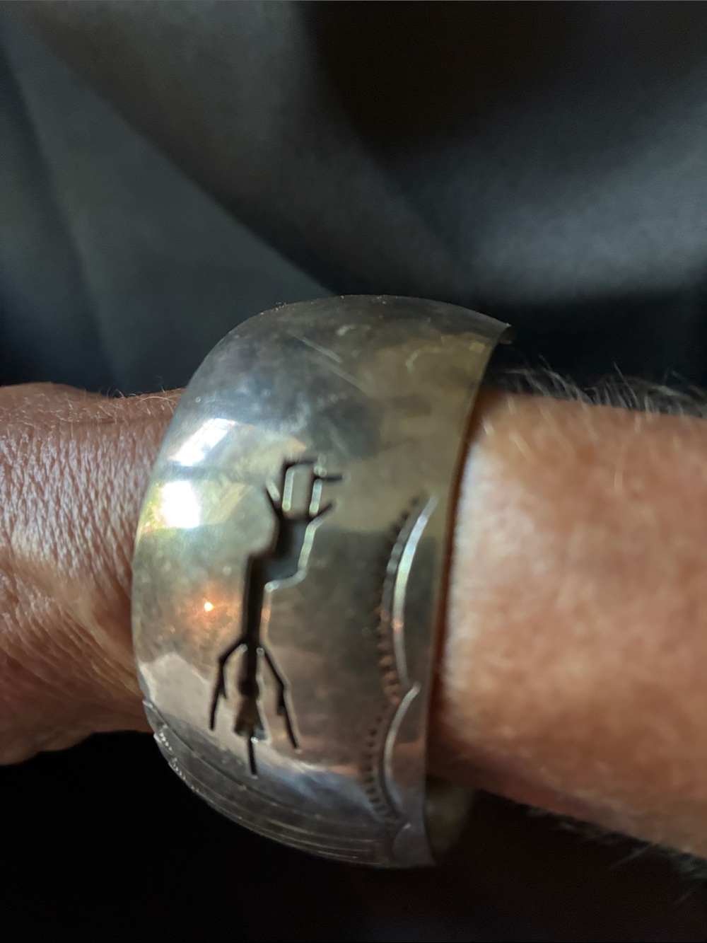 Sterling-Inspired Silver Tone Men's Cuff Bracelet - Picture 4 of 6